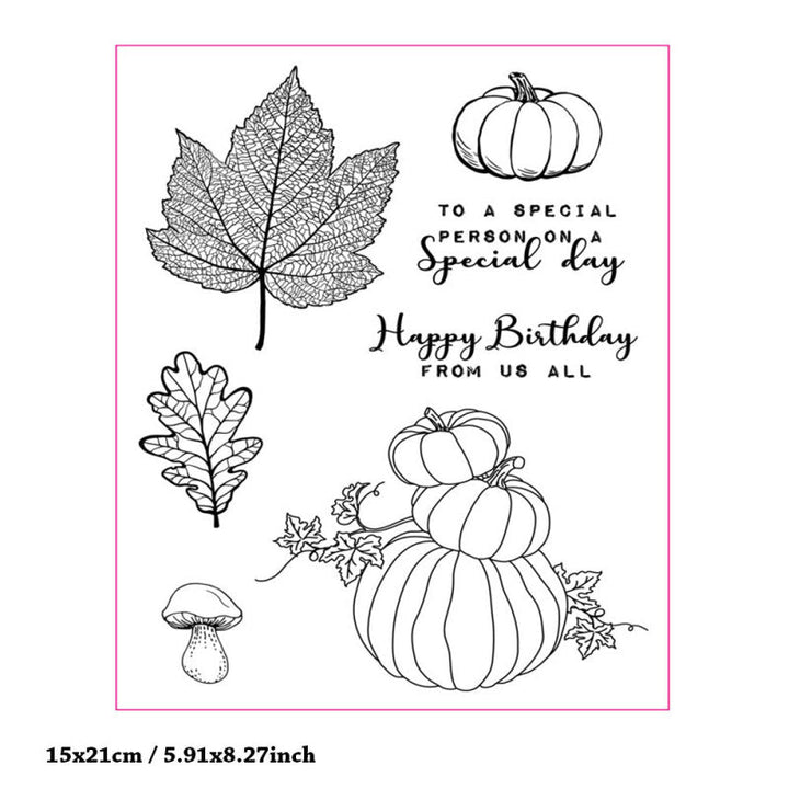 Kokorosa Pumpkin and Maple Leaf Clear Stamps