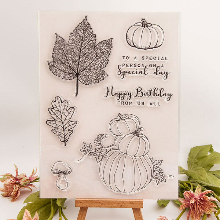 Kokorosa Pumpkin and Maple Leaf Clear Stamps