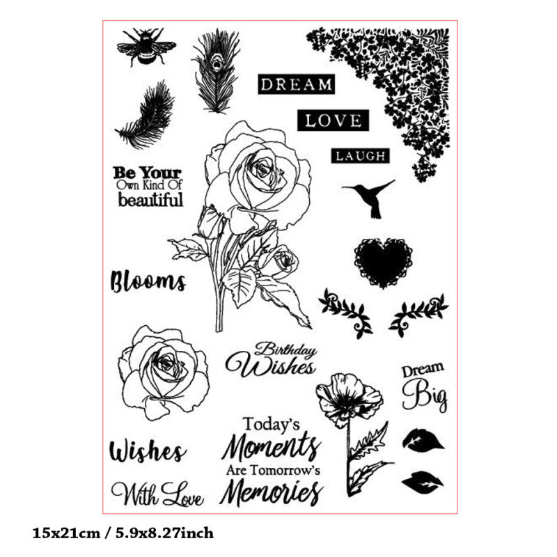 Kokorosa Rose and Warming Phrases Clear Stamps