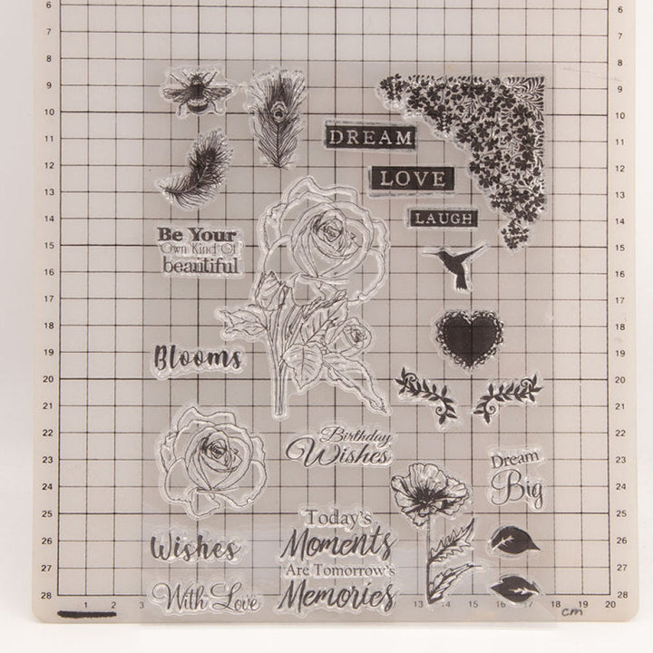 Kokorosa Rose and Warming Phrases Clear Stamps