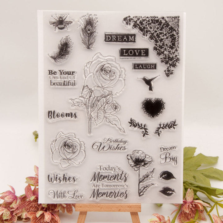 Kokorosa Rose and Warming Phrases Clear Stamps