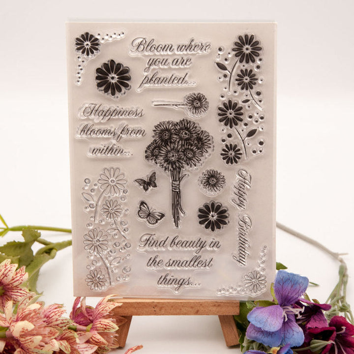 Kokorosa Sunflower Bouquet and Word Clear Stamps