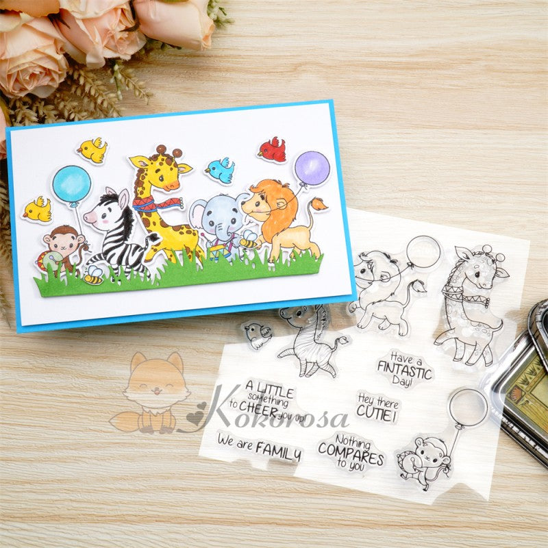 Kokorosa Animals Party Dies with Stamps Set