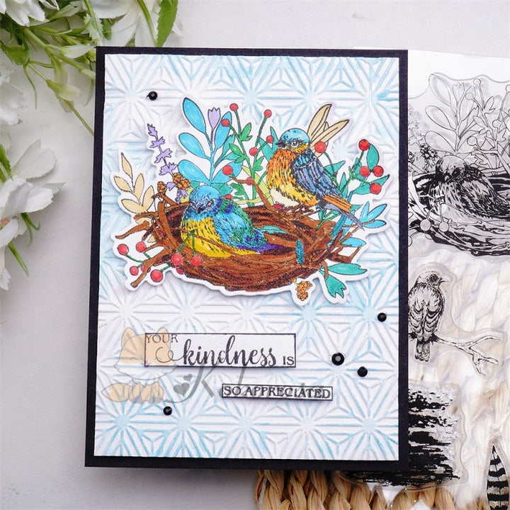 Kokorosa Bird with Nest Theme Dies with Stamps Set