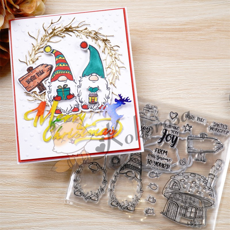 Kokorosa Cute Gnome Christmas Theme Dies with Stamps Set