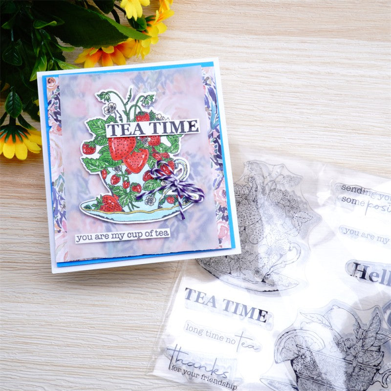 Kokorosa Fruit Tea Time Theme Dies with Stamps Set
