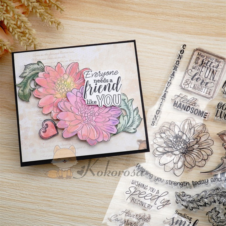 Kokorosa Grateful Words Clear Stamps