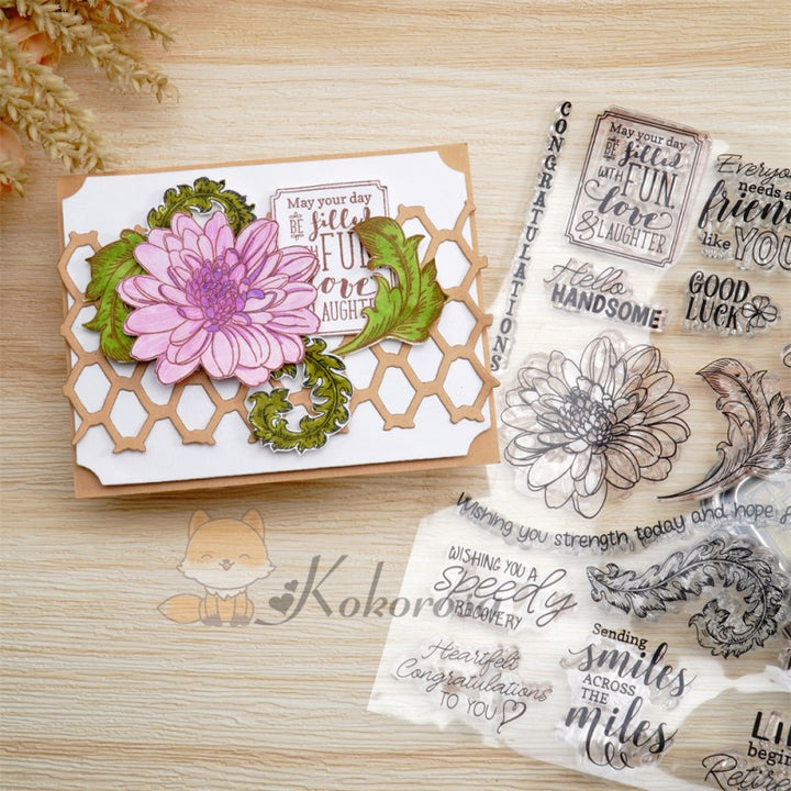 Kokorosa Grateful Words Clear Stamps