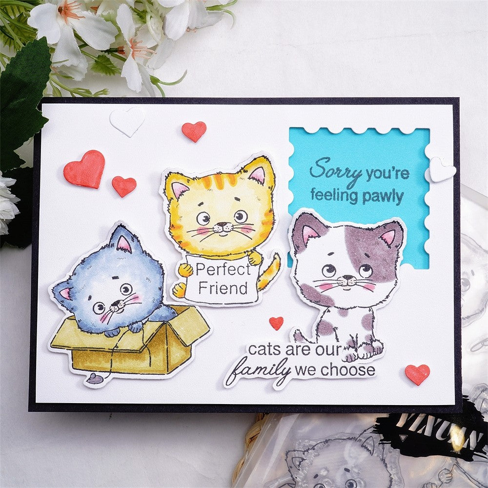 Kokorosa Little Cats Theme Dies with Stamps Set