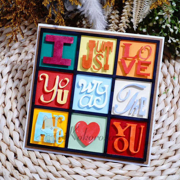 Kokorosa Metal Cutting Dies "I JUST LOVE THE WAY YOU ARE" Word Frame Board