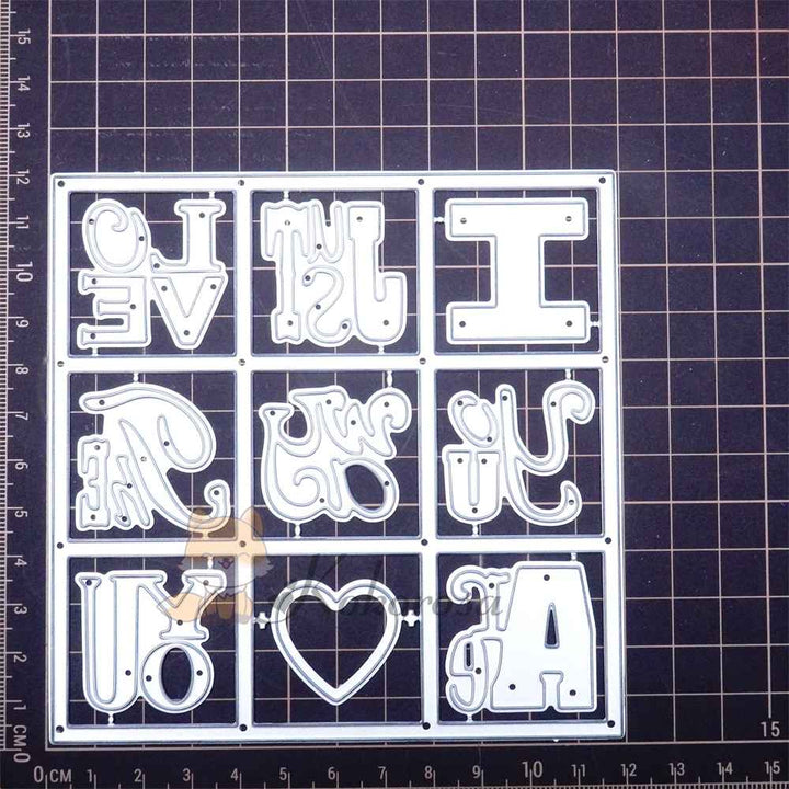 Kokorosa Metal Cutting Dies "I JUST LOVE THE WAY YOU ARE" Word Frame Board