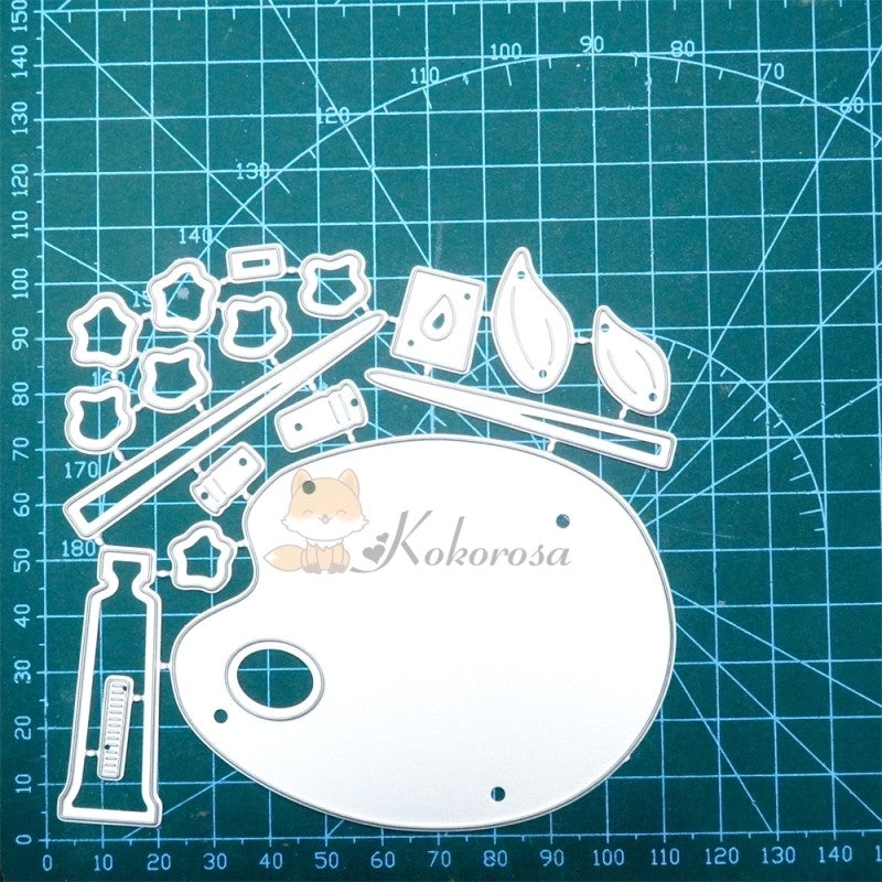 Kokorosa Metal Cutting Dies With Paint Brushes & Paint Tray