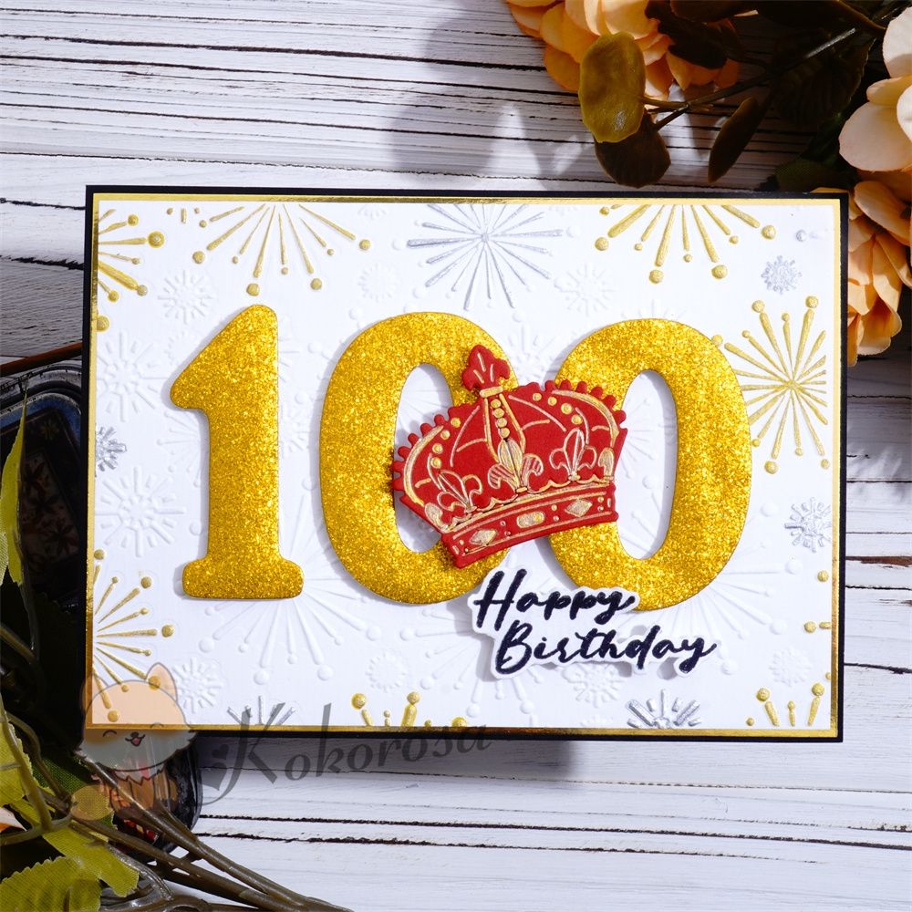 Kokorosa Metal Cutting Dies with "100" Word & Crown