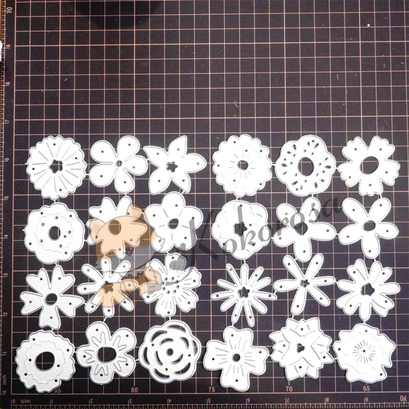 Kokorosa Metal Cutting Dies with 24Pcs Various Flowers