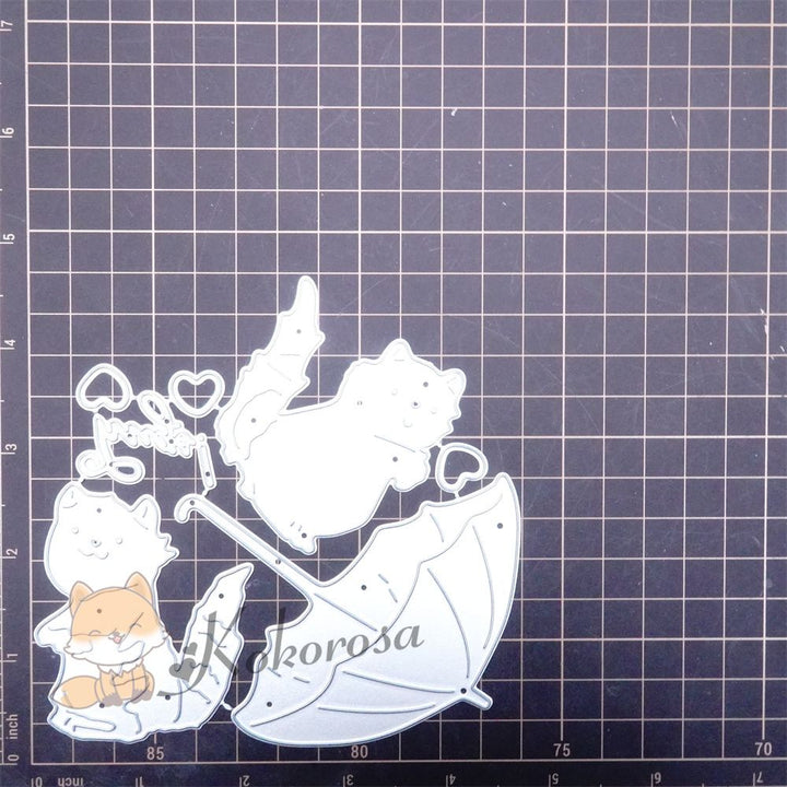 Kokorosa Metal Cutting Dies with 2 Cats Hugging in Umbrella