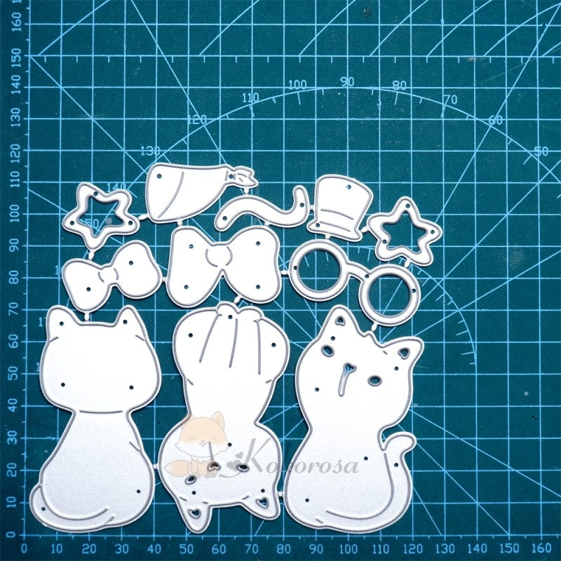 Kokorosa Metal Cutting Dies with 3 Cute Decorated Cats