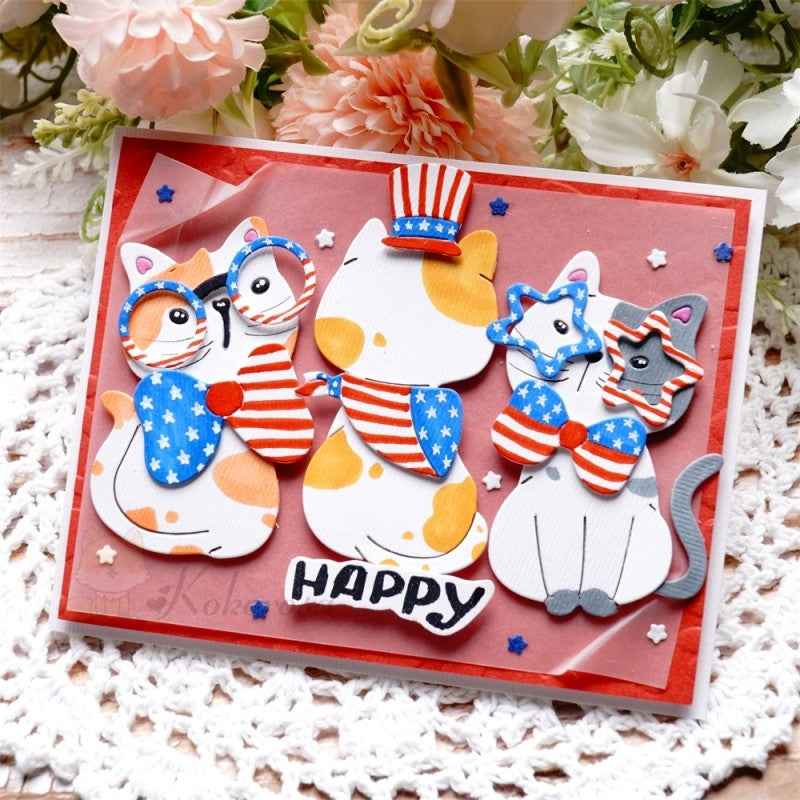 Kokorosa Metal Cutting Dies with 3 Cute Decorated Cats