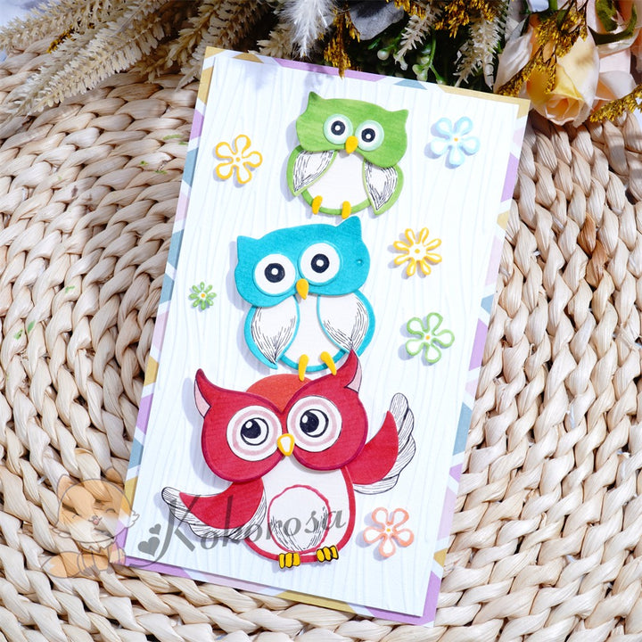 Kokorosa Metal Cutting Dies with 3 Cute Owls