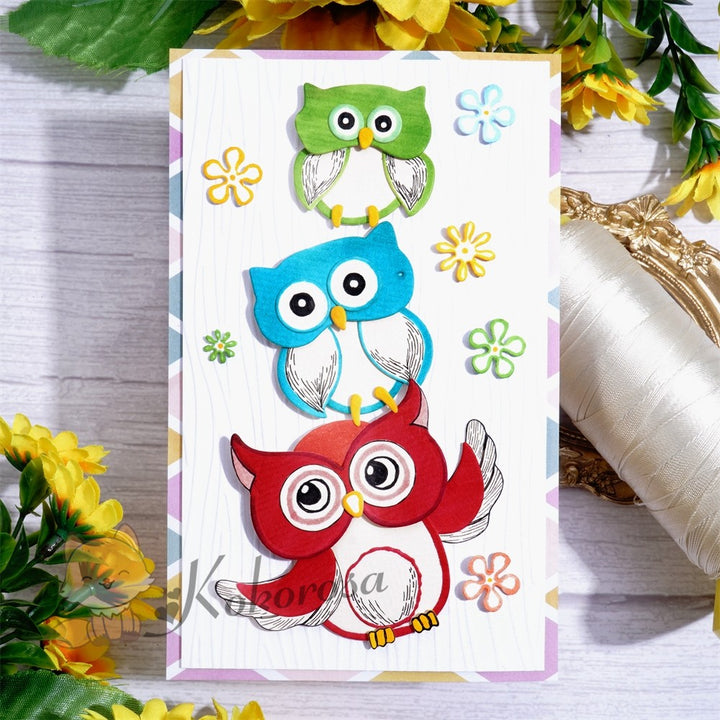 Kokorosa Metal Cutting Dies with 3 Cute Owls