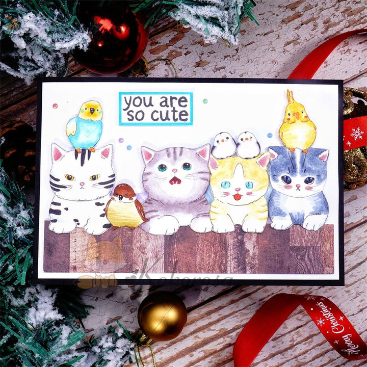 Kokorosa Metal Cutting Dies with 4 Cute Cats & Birds