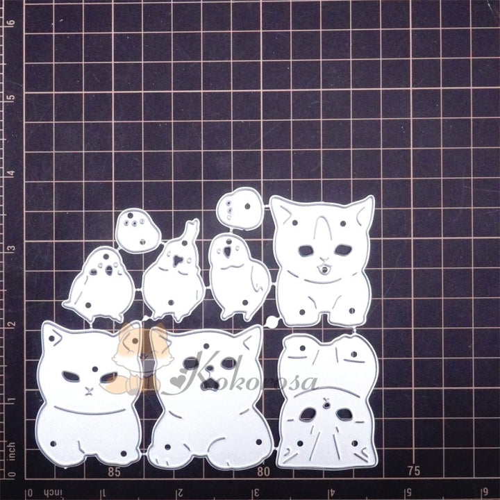 Kokorosa Metal Cutting Dies with 4 Cute Cats & Birds