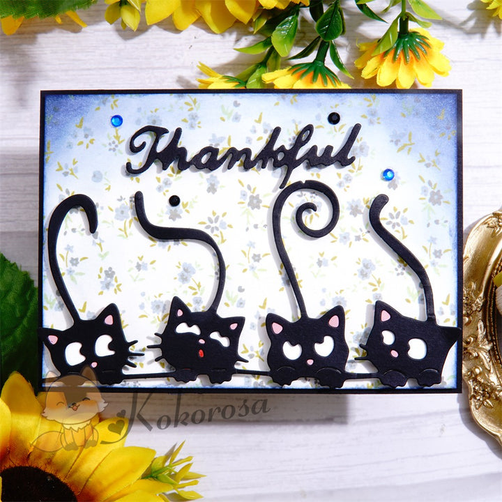 Kokorosa Metal Cutting Dies with 4 Funny Cats