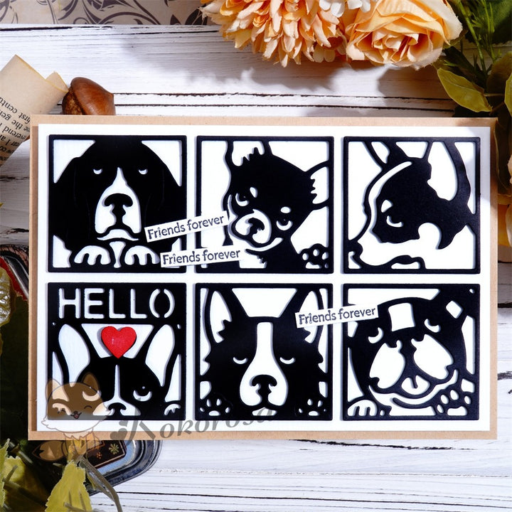 Kokorosa Metal Cutting Dies with 6 Puppies Frame Board