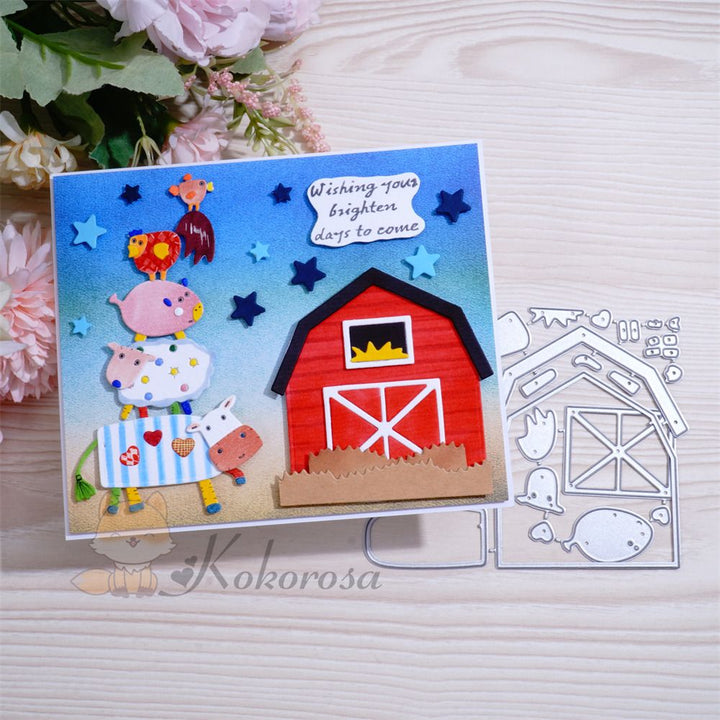 Kokorosa Metal Cutting Dies with Animals & Farm House