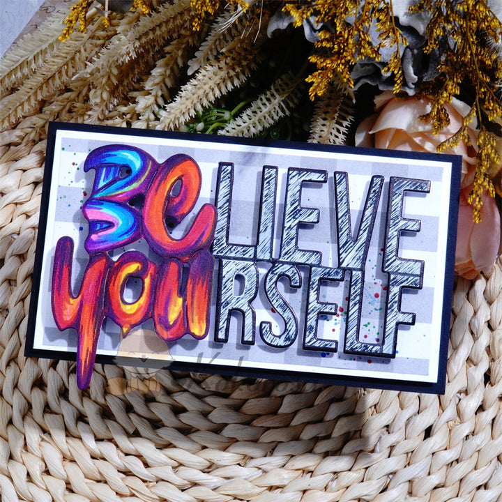 Kokorosa Metal Cutting Dies with "BELIEVE YOURSELF" Word