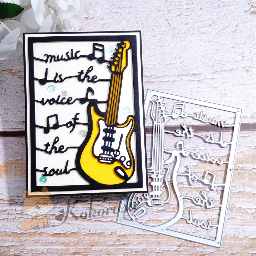Kokorosa Metal Cutting Dies with Bass & "music is the voice of soul" Words Frame Board