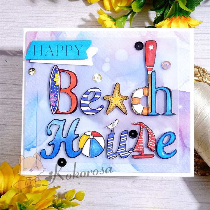 Kokorosa Metal Cutting Dies with "Beach House" Word