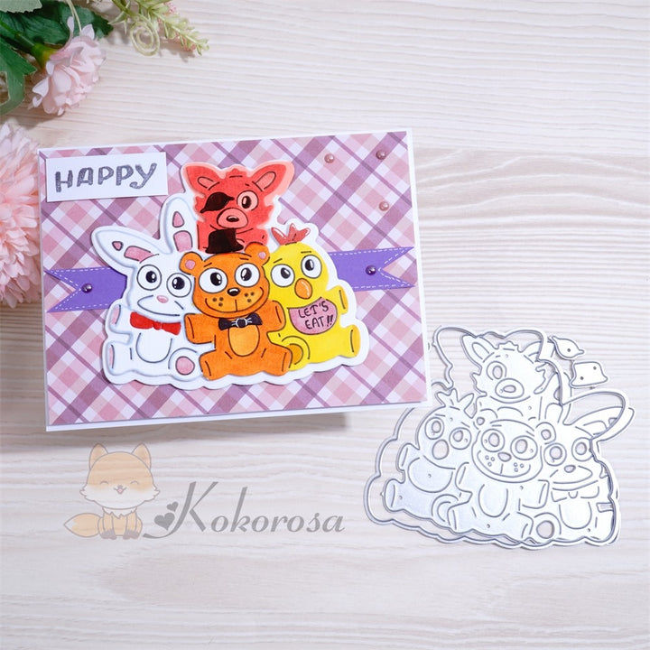 Kokorosa Metal Cutting Dies with Bear Rabbit Chicken and Fox