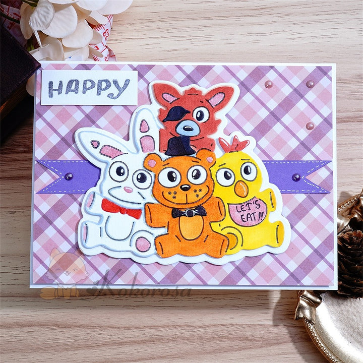 Kokorosa Metal Cutting Dies with Bear Rabbit Chicken and Fox