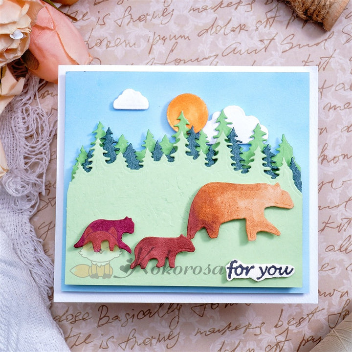 Kokorosa Metal Cutting Dies with Bears Walking in Forest