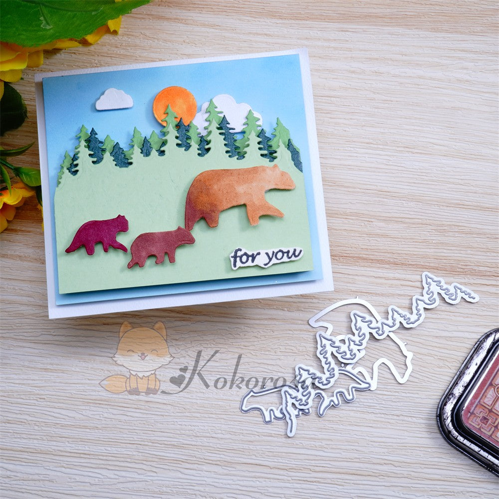 Kokorosa Metal Cutting Dies with Bears Walking in Forest