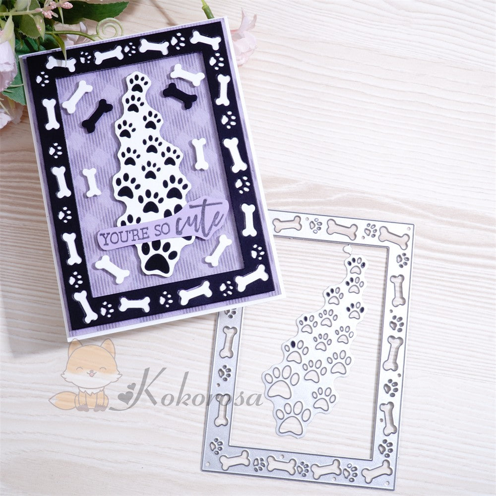 Kokorosa Metal Cutting Dies with Bones & Paws Frame Board