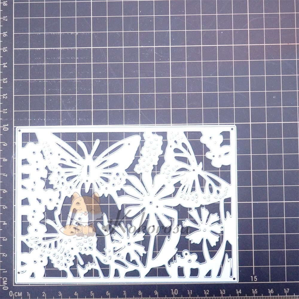 Kokorosa Metal Cutting Dies with Butterflies & Flowers Background Board