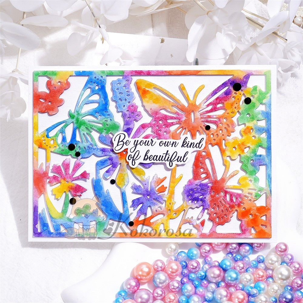 Kokorosa Metal Cutting Dies with Butterflies & Flowers Background Board