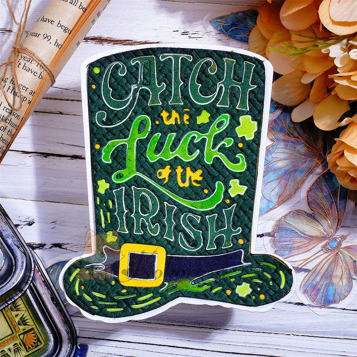 Kokorosa Metal Cutting Dies with "CATCH the Luck of the IRISH" Word Hat