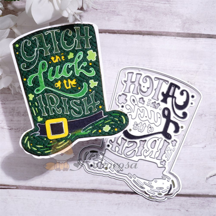 Kokorosa Metal Cutting Dies with "CATCH the Luck of the IRISH" Word Hat