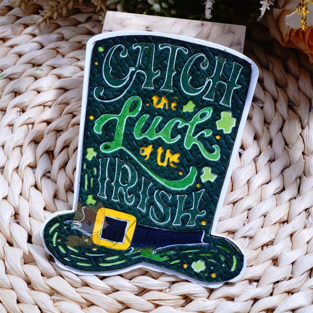 Kokorosa Metal Cutting Dies with "CATCH the Luck of the IRISH" Word Hat