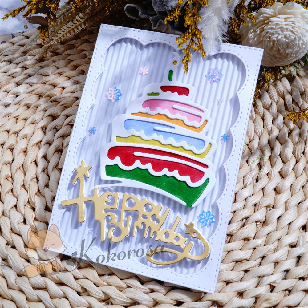 Kokorosa Metal Cutting Dies with Cake & "Happy Birthday" Word