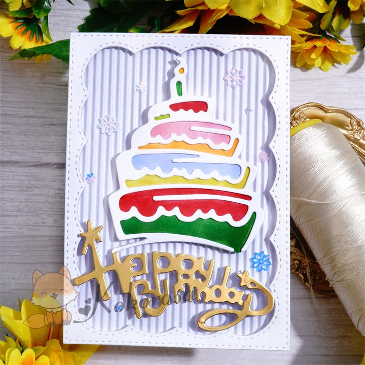 Kokorosa Metal Cutting Dies with Cake & "Happy Birthday" Word