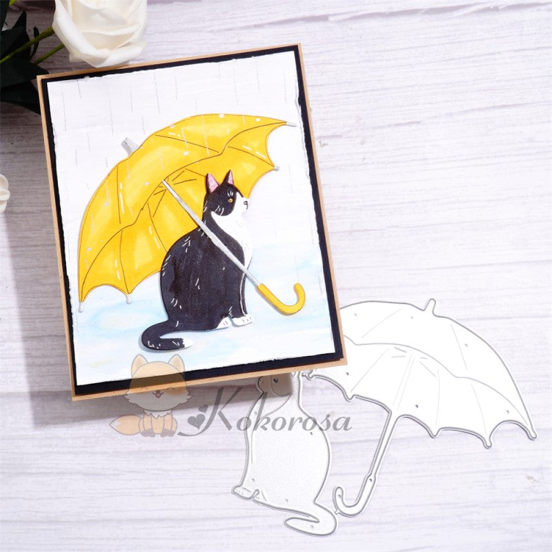 Kokorosa Metal Cutting Dies with Cat Under Umbrella