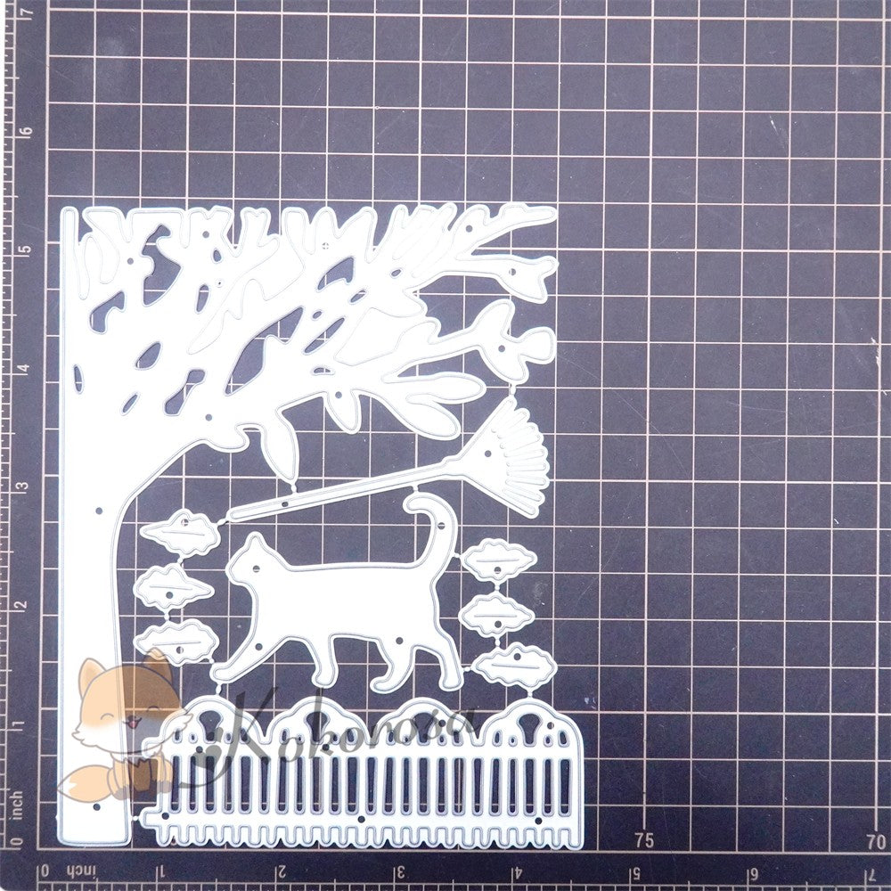 Kokorosa Metal Cutting Dies with Cat Walking on Fence