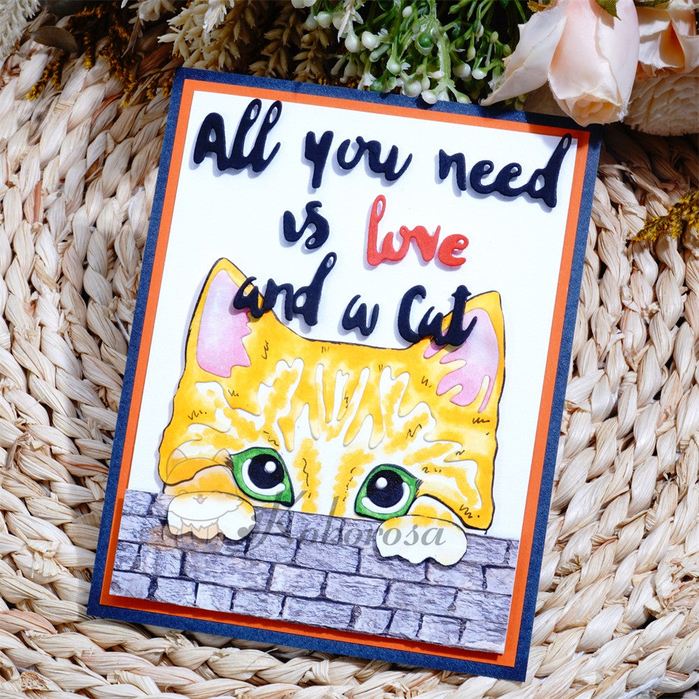 Kokorosa Metal Cutting Dies with Cat & "All you need is a love and a cat" Word