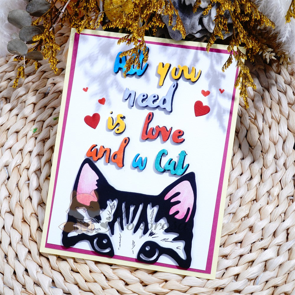 Kokorosa Metal Cutting Dies with Cat & "All you need is a love and a cat" Word