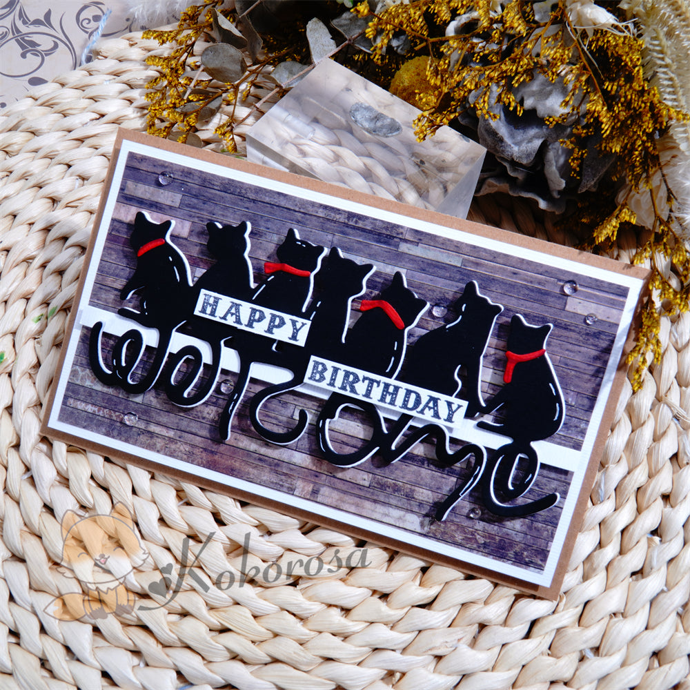 Kokorosa Metal Cutting Dies with "welcome" Cats Sitting in A Row