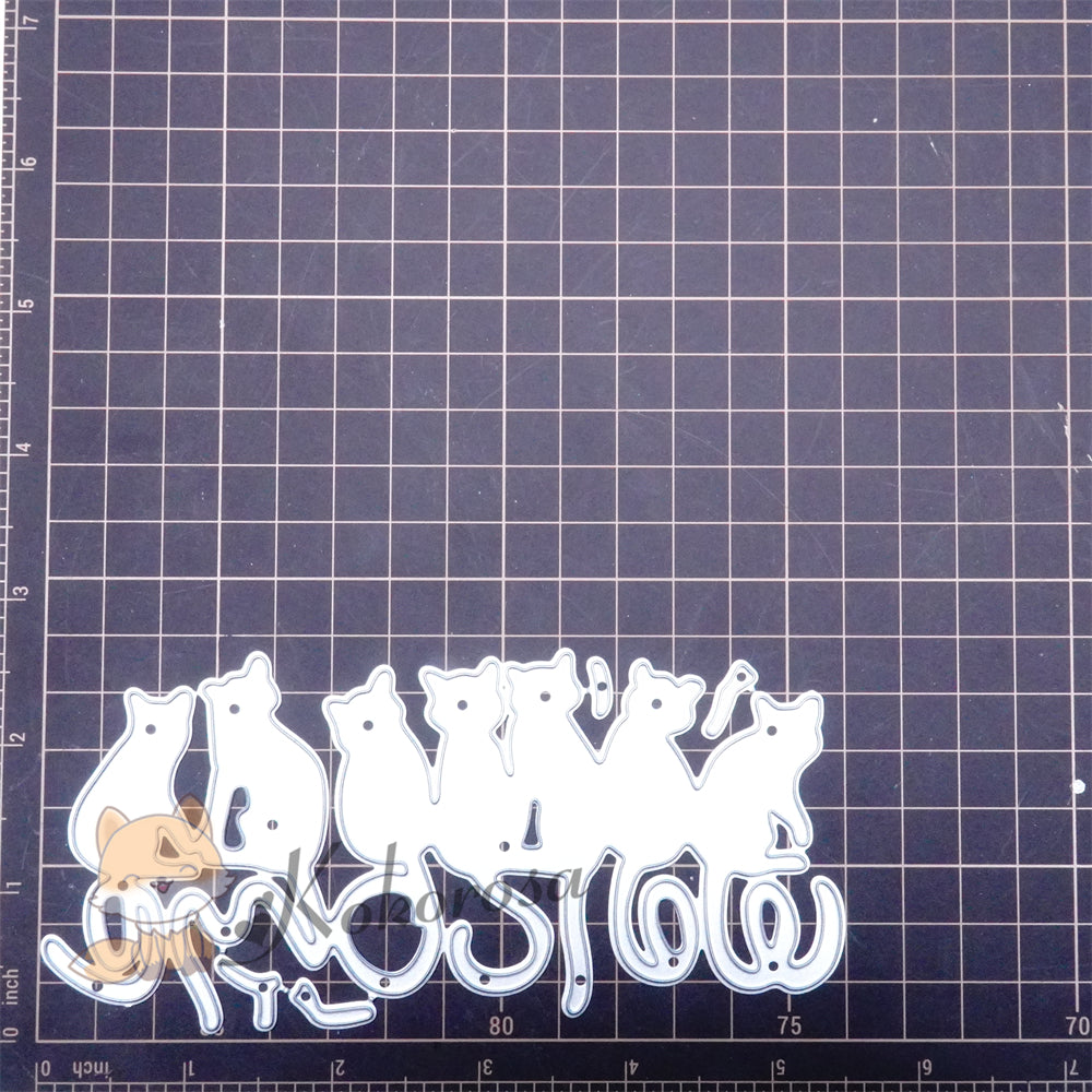 Kokorosa Metal Cutting Dies with "welcome" Cats Sitting in A Row