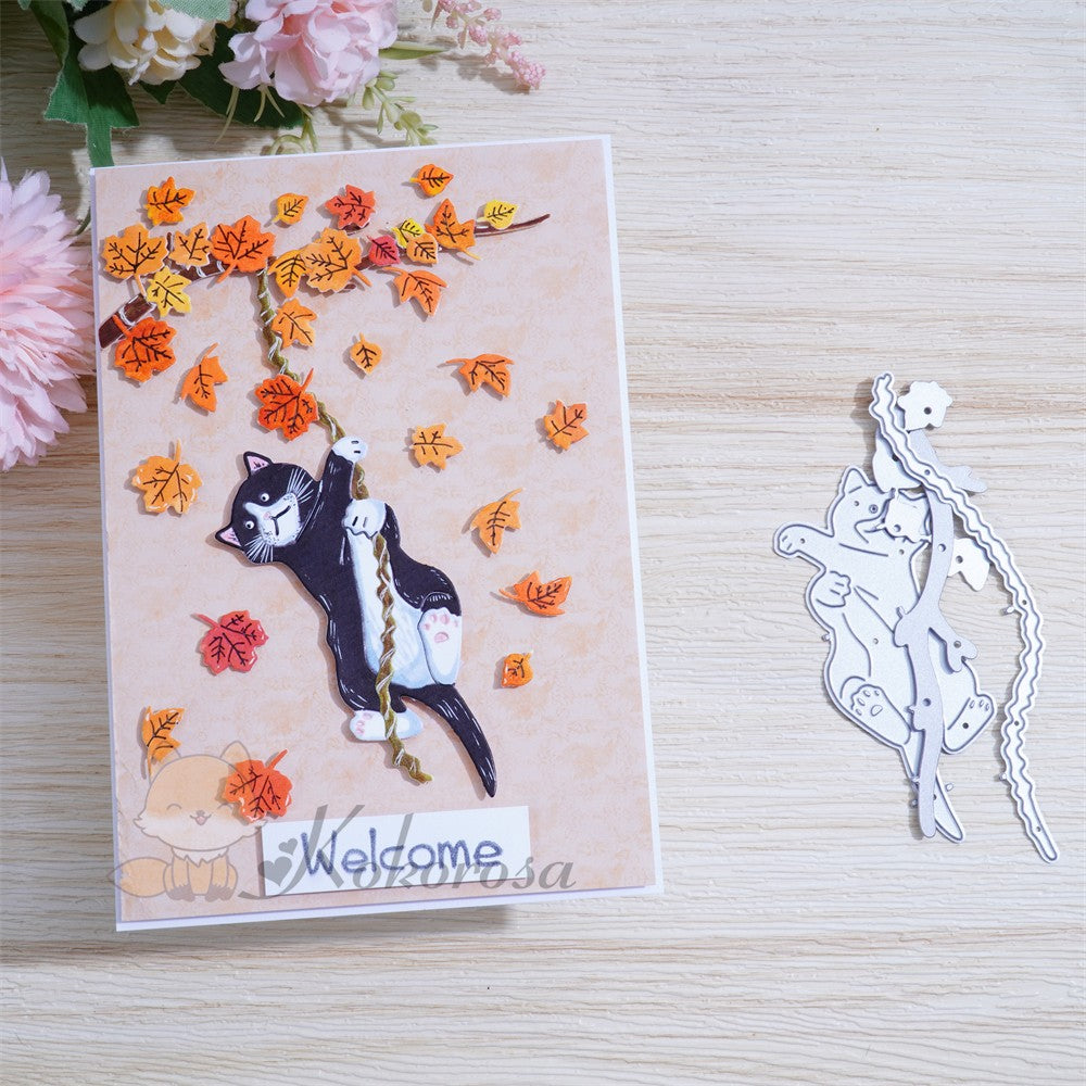 Kokorosa Metal Cutting Dies with Cat with Leaves